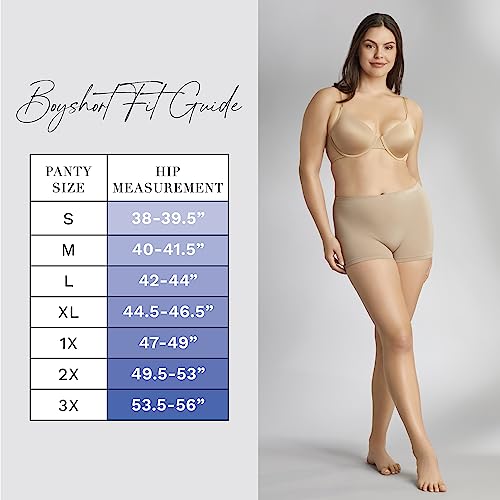 Ellen Tracy Women's 3 Pack Multipack Modern Fit Seamless Boyshort Underwear (Regular & Plus Size) - Medium, Sunbeige/Mocha/Black #TOP3