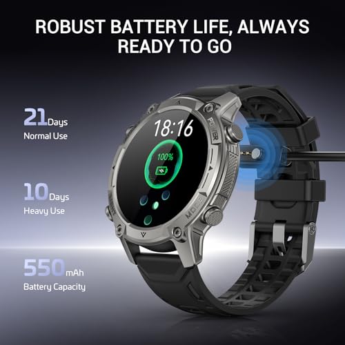 Image of 2026 Smart Watch for Men, Standalone GPS & Offline Maps, 5ATM Waterproof, 1.43 inch AMOLED, 4GB RAM, 178 Sports Modes, Compass, Heart Rate /SpO2 /Stress /All-Day Sleep Monitor, Compatible Android iOS Black