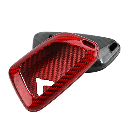 PACEWALKER Carbon Fiber for Chevrolet Corvette C8 Key Fob Case Cover 2020 2021 2022 2023 2024 2025 Keyless Entry Shell Trim (Red)