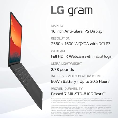 Image of LG 2024 Gram 16 Lightweight Business Laptop, 16 inch Touchscreen WQXGA Display, Intel Evo Core i7-1360P(12-Core), 16GB DDR5 RAM, 4TB SSD, Intel Iris Xe Graphics, WiFi 6E, Backlit KB, Windows 11 Pro
