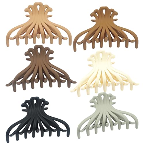 LALADEFIEE バスヘアークロー 太い髪用 大型アクリルヘアクリップ ヘアスタイリングツール 女性用 お風呂や旅行に 髪型美しく飾る 6個 色指定不可