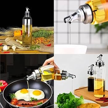 Image of Plastic Oil Dispenser Bottle 1 Litre Combo Pack of 2 | Kitchen Oil Bottle with Pour Spout, Leak Proof Oil Container, Cooking Oil Storage Bottle