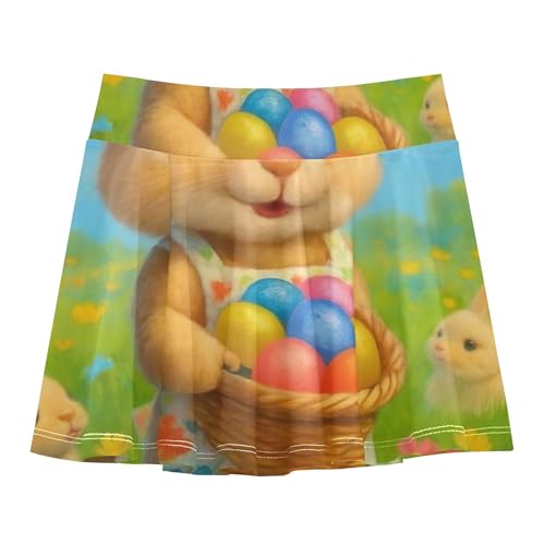 Cute Bunny Floral Colorful Eggs Skirts with Shorts Pink Cute Athletic Shorts for Girls Skorts Teen Skirt 4t