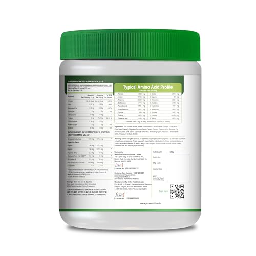 Image of Pure Nutrition Plant Protein Powder for Men, Women (Cranberry Crush) - 500g, With Shaker (650ml) | Pea & Brown Rice Protein with Omega3, BCAA & Digestive Enzymes | Muscle Growth & Strength