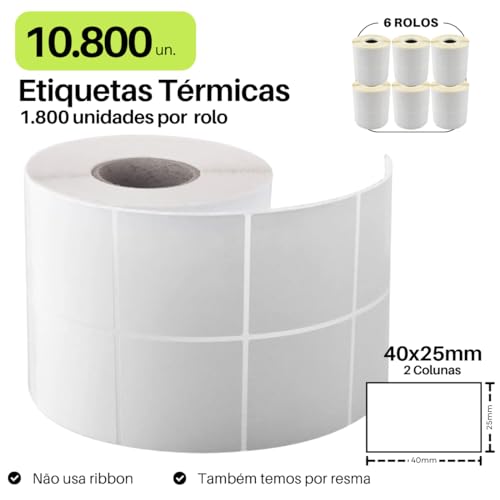 Etiqueta Térmica Rolo Resma 40x25 60x40 100x150 Sem Ribbon Serrilha E-commerce Envio Logística #dsb