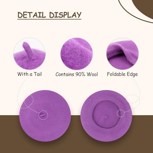 Image of Klong Women Wool Beret Hat French Style Solid Color