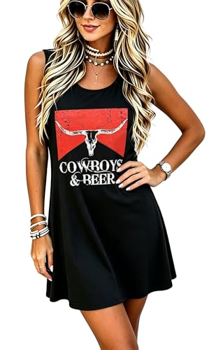 Image of LLHXRUI Sundresses for Women Sleeveless Boho Summer Dress Elegant Vacation Tank Dresses Casual Tunic Short Sun Dress
