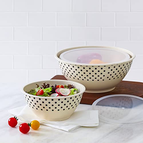 Nomotruc Mixing Bowls With Airtight Lids - Set Of 3 Bamboo Fiber Salad Bowls Nesting Bowls Serving Bowls For Storage Size 11”, 9.45” & 7.87” #TOP4
