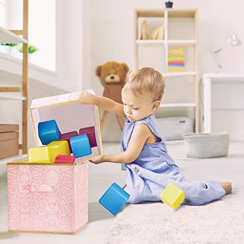 Damahome Storage Cubes Organizer - 11 Inch Foldable Bins, Fabric Dual Handles Storage Box, Closet Shelf Baskets, Nursery Bins For Home&Office 6-Pack (Pink) #TOP4
