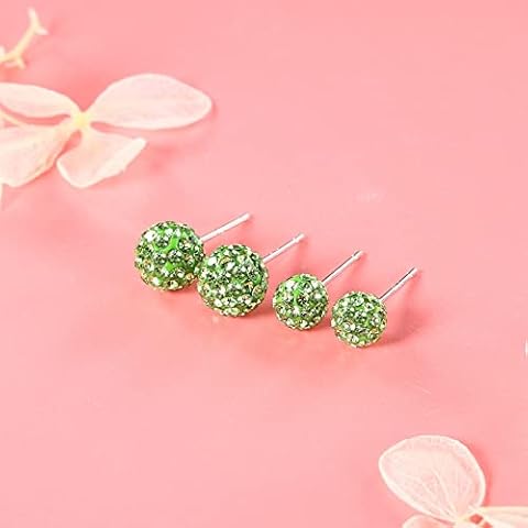 HGJH Stud Earrings for Women, 2 Pairs S925 Silver Earrings Glitter Zircon Ball Ear Studs Green Fashion Crystal Stud Earrings Birthstone Earrings Charm Jewelry for Women Girlfriend Cover