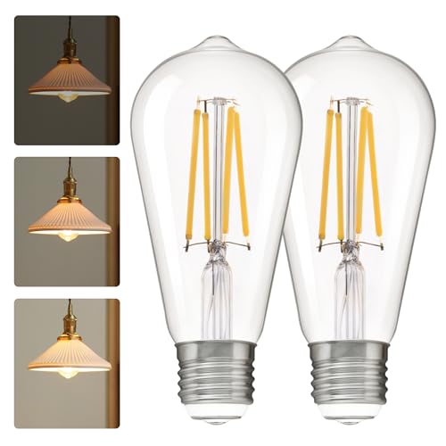 Image of ALAMPEVER 3 Way Light Bulbs 2 Pack, 30 /70 /100W Equivalent, Bright ST19 LED Light Bulb, 2700K Soft White, 300 /800 /1200LM, 3 /5 /8W, E26 Base, Non-Dimmable, Ideal for Living Room, Bedroom, Home Office