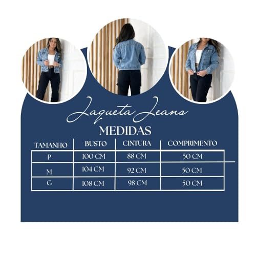 Jaqueta Jeans Feminina basica (BR, Alfa, M, Regular, Regular, Lavagem Média)