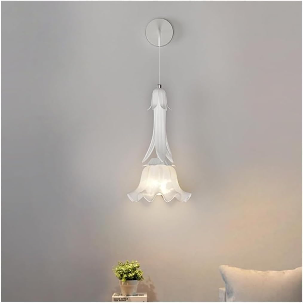 LED Flower Shaped Bedside Wall Mounted Lamp Nordic Creative Simple Wall Sconces Adjustable Vintage Lighting Fixtures Green/White Leaves Wall Light Indoor Decor for Living Room Hotel Bedroom