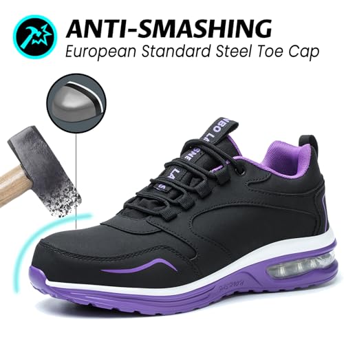 Image of LANSNBO Waterproof Steel Toe Shoes for Women Non Slip Sneakers