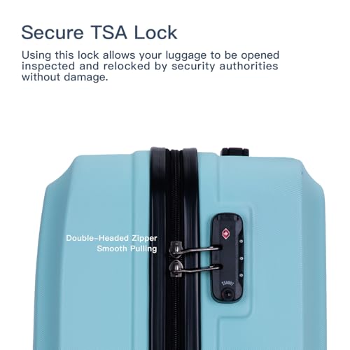 3 Piece Luggage Sets, Lightweight Suitcase with Two Hooks, Hardside Expandable Suitcase with Spinner Wheels & TSA Lock, Green4