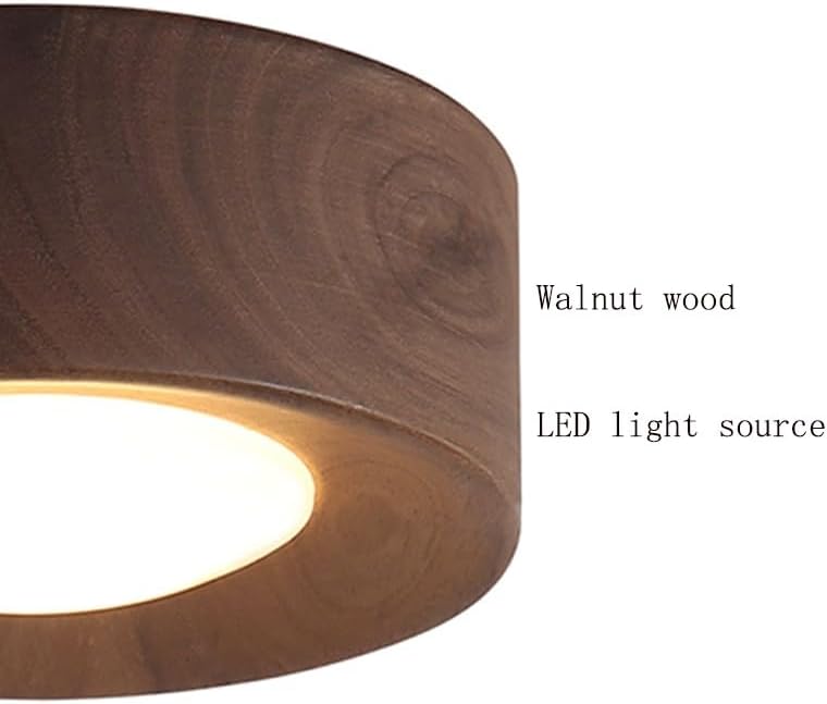 Elegant and Fashionable Walnut Color Round Ceiling Lamps New Chinese Modern Simple Corridor LED Three Adjustable Close to Lights for Living Room Dining Bar image 5