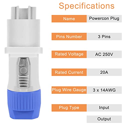 Conector Powercon 3 Pin Macho Panel Montaje 8 Pcs miniatura 2