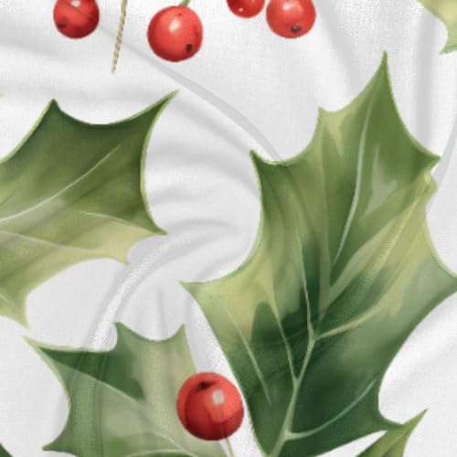 Square Silk Scarf for Women, Christmas Xmas Holly Leaf Lightweight Women's Fashion Scarves Wraps for Hair, Breathable Neck Scarf for Ladies Girls Dressy, 23.6x23.6 in3