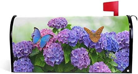 ALAZA Hydrangea Flowers with Butterflies Magnetic Mailbox Cover MailWraps Garden Yard Home Decor for Outside Standard Size-18"x 20.8"