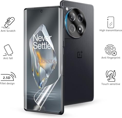 Image of Screen Protector for OnePlus 12 (1 Pack) | HD Clear Hydrogel TPU Film | Full Coverage Screen Guard | Fingerprint Unlock Support | Self-Healing | Anti-Scratch | Bubble-Free | Case Friendly