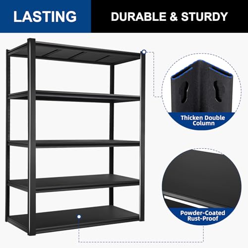 Image of BILT HARD 5-Tier 48 inch W x 24 inch D x 72 inch H Garage Shelving, 3500 lbs Industrial Heavy Duty Storage Shelves, Metal Shelving Units with Adjustable Shelf, Steel Utility Shelves for Garage