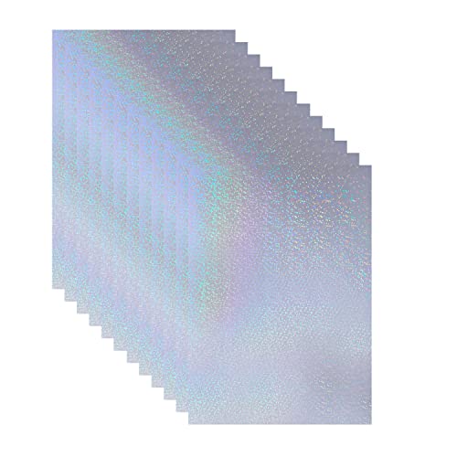 Bleidruck 25 Sheets Sparkle Holographic Clear Vinyl Cold Laminated Film Holographic Overlay 8.25x11.7 Inches Adhesive Vinyl for Stickers