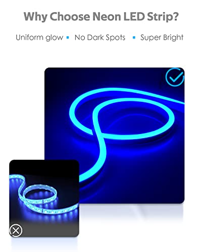 Samsion Blue Neon Rope Lights 82Ft Dimmable Neon Light Strip Waterproof Ip65 Led Neon Flex Strip Lights 25M 120Leds/M 110V~130V Ac Cuttable Rope Lights For Indoor Outdoor Lighting Decoration #TOP4