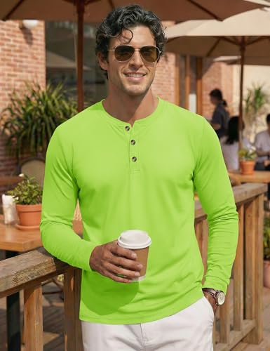 Image of MAGNIVIT Men's Long Sleeve Henley Shirts Cotton 3-Button Spring Casual T-Shirts Solid Color Soft Basic Tops 2026