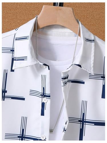 Image of VIPWOLF Boy's 2 Piece Outfits Graphic Short Sleeve Button Down Shirt and Elastic Waist Jogger Pants