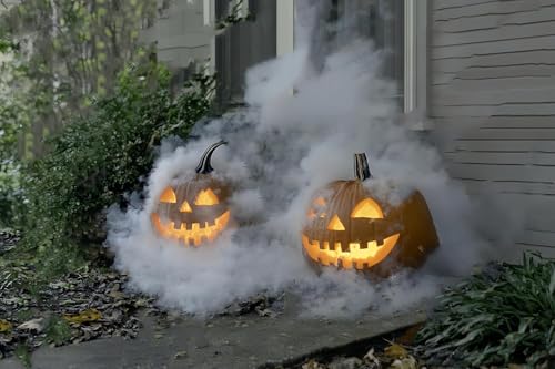 Image of Halloween Party Mist Maker 3 Mist Maker Spray Heads,Ultrasonic Water Pond Fountain Fogger 12 LED Red Yellow and Blue Light Flashes Aluminum Atomizer Air Humidifier