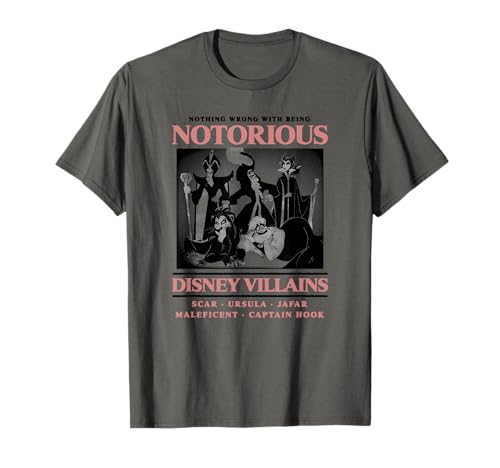 T-shirt Disney Villains Group imprimé noir à col rond pour adulte