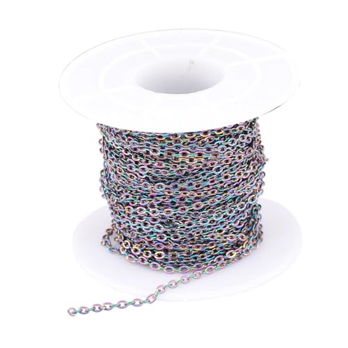 CSFFA 10 Meter/Rolle Edelstahl Regenbogen Farbe 2x2,5mm Link Kette for Schmuck Machen Lieferungen DIY Anhänger Halskette Zubehör