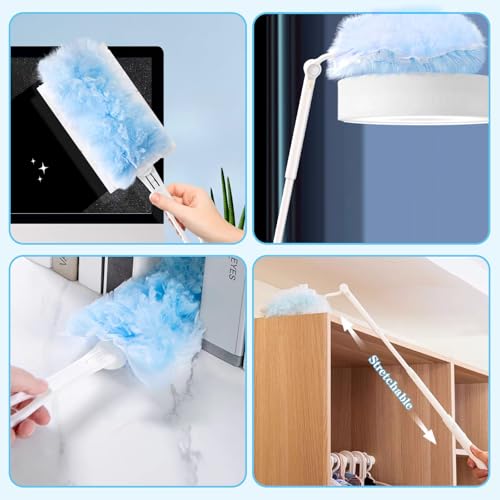 32 Stück für Swiffer Duster Staubmagnet Nachfüllpack Set,360° für Swiffer Staubwedel Teleskop Starterset, für Swiffer Staubwischer mit Teleskopstange, für Allergene, Tierhaare, Reinigung, Gegen Staub