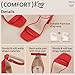IDIFU Red Heels High Chunky Block Square Open Toe Ankle Strap Heeled Sandals Wedding Bridal Prom Dressy Comfortable Sexy Trendy Bride Bridesmaid Dress Shoes Thick Heels(Red Suede, 8.5)