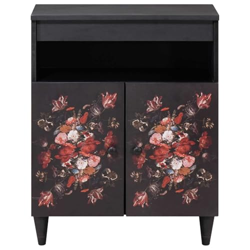 Aparador de madera de mango con diseño floral y botones de latón multicolor 4