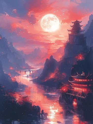 Diamond Painting soleil rivière pour une déco de salon zen