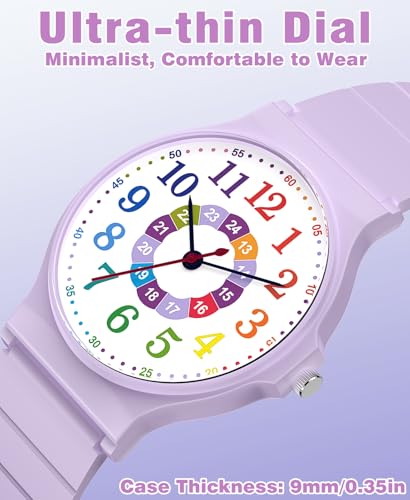 SOCICO Kids Analog Watch for Boys Girls, Easy to Read Learning Time Watch, Waterproof, Soft Band Wristwatch for Child Teens Ages 5-15, Great Gift for Kids Children3