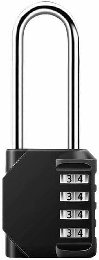Coded Padlock,Number Padlock, Padlock, 4 Digit Number Combination Padlock Long Shackle Padlock Outdoor Lock Suitcase Luggage Coded Lock(Color:Silver)(Color:Silver)