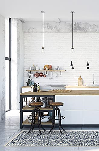 Ruggable Delphina Washable Rug - Perfect Vintage Area Rug For Living Room Bedroom Kitchen - Pet & Child Friendly - Stain & Water Resistant - Delft Blue 8'X10' (Standard Pad) #TOP7