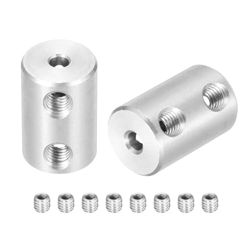 sourcing map Rigid Screw Coupling 3mm to 3mm Shaft Coupler Connector L18mm x D12mm Steel Joint Connector Rigid Coupling Set for 3D Printers DIY Encoder with 8 M4 Screw, 2 Pcs