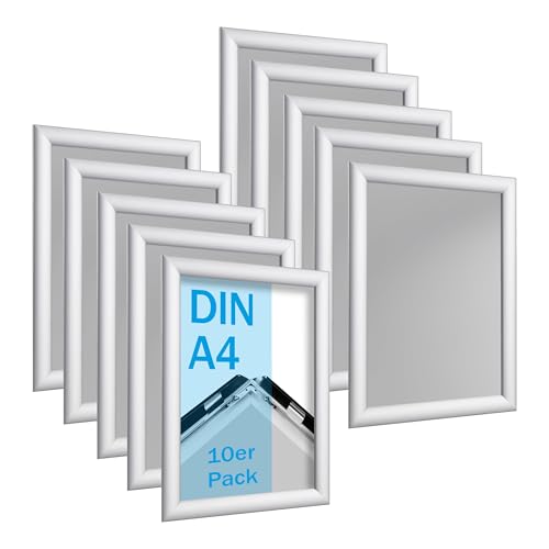 SPRINTIS - Klapprahmen, 10 Stück, Alu Rahmen, Posterrahmen, Aluminium, Silber (DIN A4)