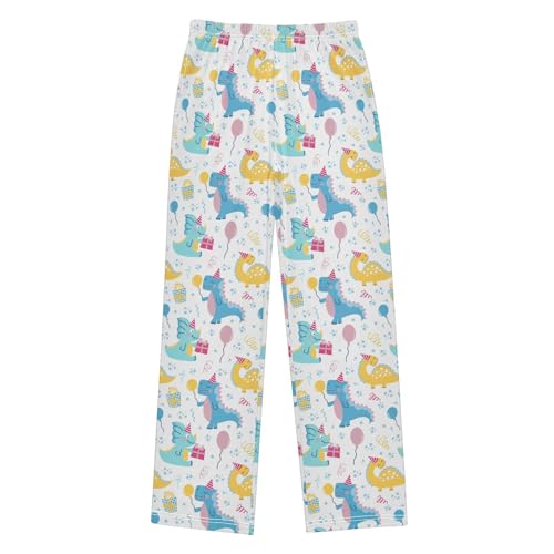ZZXXB Dinosaur Birthday Balloon Boys Long Pants Soft Trousers Elastic Waist Kids Lounge Bottoms with Pockets S-XL