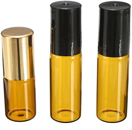 3pcs 3ml 5ml Amber Perfume Essential Oil Refillable Bottles Vials with Roll-on Roller Glass Ball