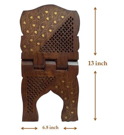 Garden Of Arts Wooden Handmade Quran Geeta Bible Holder Support Stand Reading Book Holder Display Folding Religious Prayer Stand Wooden Holy Book Stand (Rehal 13 Inches) - Image 2