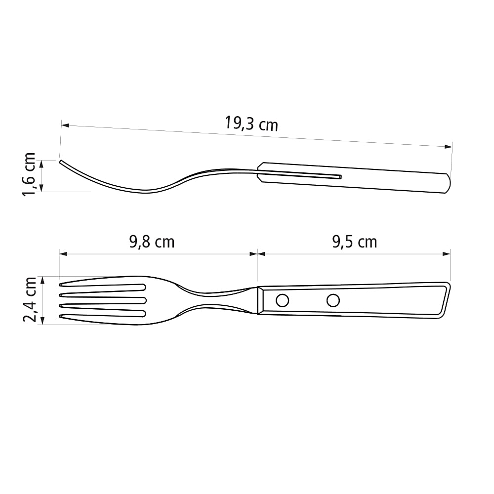 Tramontina 22299/011 Set Posate da Bistecca, 14 Pezzi con Manico di Legno Naturale, Doppia/triplice chiodatura