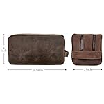 RUSTIC TOWN Full Grain Leather Travel Toiletry Bag - Cosmetic Ditty Kit Organizer (Dark Brown) - Image 3