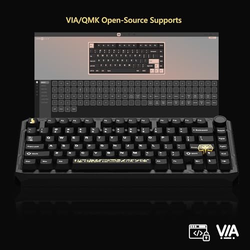 Image of Womier ERA75 75% Wireless Mechanical Keyboard with VIA /QMK | Knob Full Aluminum Custom Keyboard, Pre-lubed POM Switches RGB Creamy Gaming Key Board, 3-Mode Gasket Hot Swappable, Black