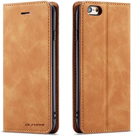 QLTYPRI iPhone 6 iPhone 6S Case, Premium PU Leather Cover TPU Bumper with Card Holder Kickstand Hidden Magnetic Adsorption Shockproof Flip Wallet Case for iPhone 6 iPhone 6S - Brown