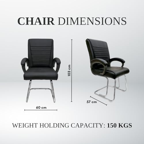 Image of activa Executive Office Visitor Chair | Ergonomic Relax Chair for Study, Home, Reception| Comfortable Cushioned Seat Back, Double Pipe Frame with Arm Rest Guest Seating (1, Black, Regal)