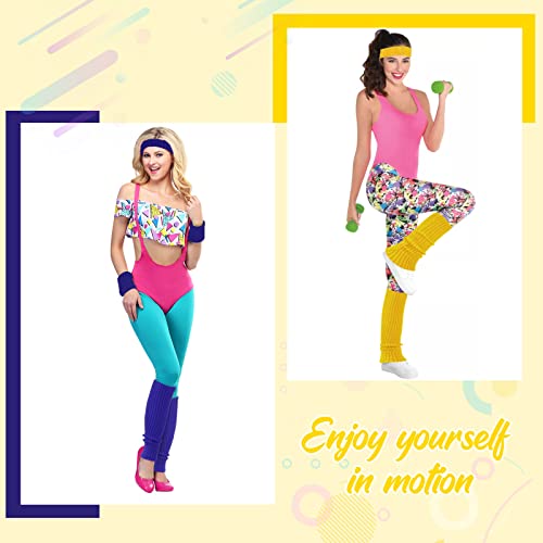Image of ONUPGO Leg Warmers for Women 80s Sport Headband Wristbands Neon Leg Warmers Set - 80s Workout Clothes 90s Outfit for Women